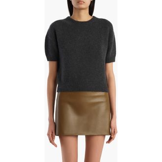 Khaite Golden Short Sleeve Cashmere Sweater in Charcoal at Nordstrom, Size X-Large