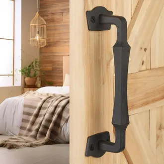 OEM Manilla De 25 Cm (10 Pulgadas) Para Puertas Correderas De Granero, Portones, Cobertizos Y Garajes, Fabricada En Metal Cuadrado Macizo Con Acabado De P