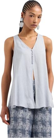 Emporio Armani Mouwloze Lisa Blouse - Dames - Tops zonder mouwen - Grijs - XS - Tops