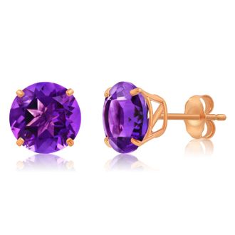 MAX + STONE 14k Rose Gold 9mm Round Cut Gemstone Stud Earrings