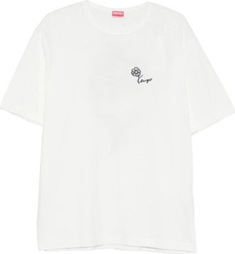Kenzo Tulip Geborduurde T-Shirt - Heren - T-shirts - Wit - M - Katoen - Tops