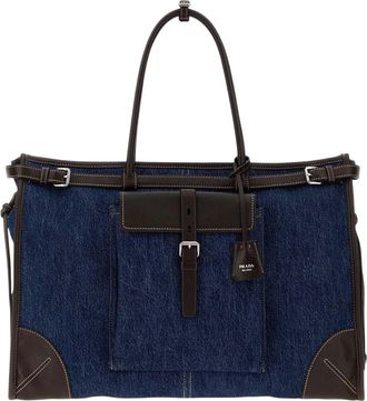 Prada Blue Bonnie Large Tote