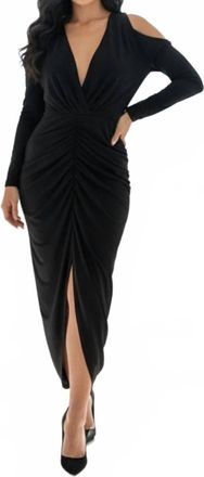 DKNY Long Sleeve Midi Dress In Black