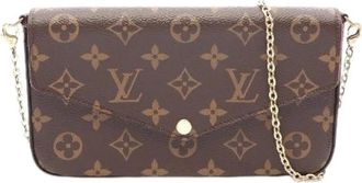Louis Vuitton Pre-owned Pochette Felicie Monogram Schoudertas - Dames - Vintage Clutch - Bruin - ONE Size - Leer - Vintage