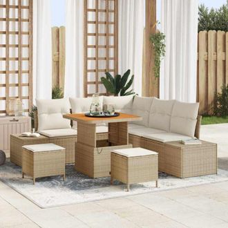 vidaXL Conjunto De Sof&aacute; De Jard&iacute;n 8 Pcs Beige Polirat&aacute;n Vidaxl