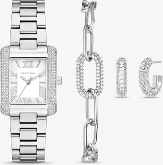 Michael Kors Petite Emery Silver-Tone Watch and Jewelry Gift Set