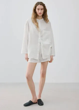 Mango Camicia pigiama righe bianco - Donna - S - MANGO