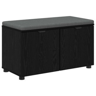 vidaXL Banco De Entrada Con Coj&iacute;n Roble Negro 80 X 38 X 46 Cm Vidaxl