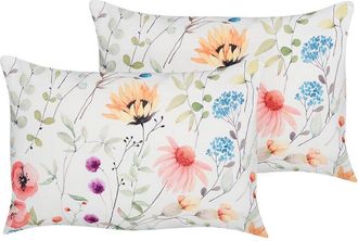 Beliani Beliani - Conjunto De 2 Cojines De Jard&iacute;n Almohada De Exterior 40 X 60 Cm Poli&eacute;ster Estampado Floral Multicolor Monesi
