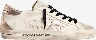 Golden Goose Niedrige Sneakers aus Nappa- und Metallic-Leder Super Star
