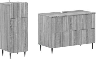 vidaXL Juego De Gabinete De Ba&ntilde;o De 2 Piezas Zwolle Sonoma Gris Vidaxl