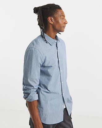 Jacamo Long Sleeve Poplin Stripe Shirt