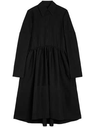 Jil Sander shirt midi dress - women - Silk/Wool - 36 - Black