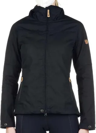 Fj&auml;llr&auml;ven Stina Jacket Womens Black Cotton Hooded Water Resistant GBO3080