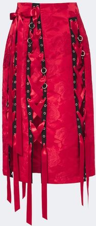 Simone Rocha Bow-detail floral brocade midi skirt