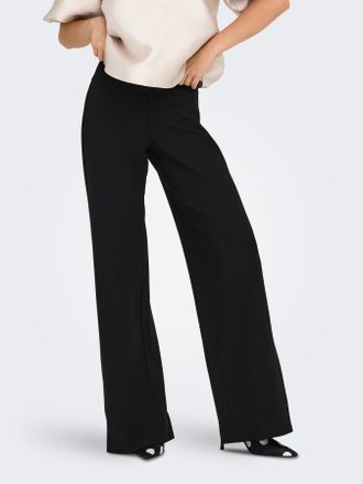 Only Schlupfhose ONLY ONLCLEVER LIFE HW WIDE PANT PNT, Damen, Gr. M, L&auml;nge 32, schwarz, Interlock, Obermaterial: 94% Polyester, 6% Elasthan, unifarben, lan