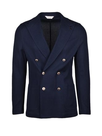 Paoloni Pinstripe Cotton Double-Breasted Blazer