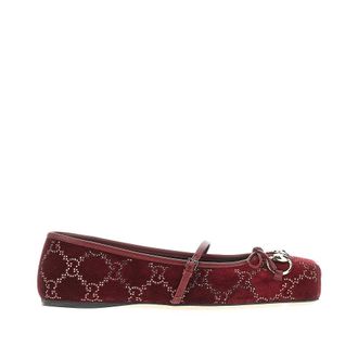 Gucci Strass-embellished velvet ballet flats Woman 37