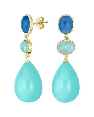 Liv Oliver 18K 45.75 Ct. Tw. Turquoise & Blue Chalcedony Earrings