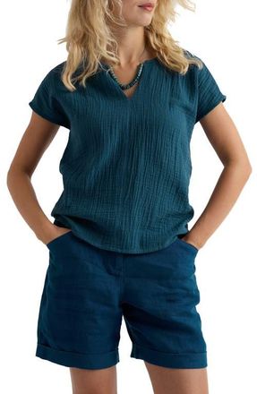 Seasalt Cornwall Landscape Organic Cotton Gauze Top in Storm at Nordstrom, Size 14 Us