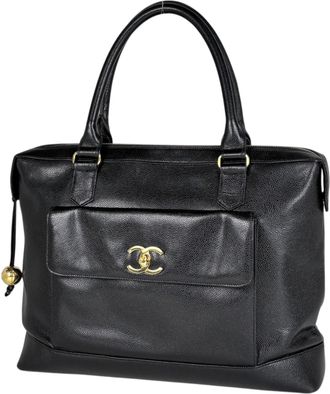 Chanel Black Grained Calfskin Tote Bag (Pre-Owned)