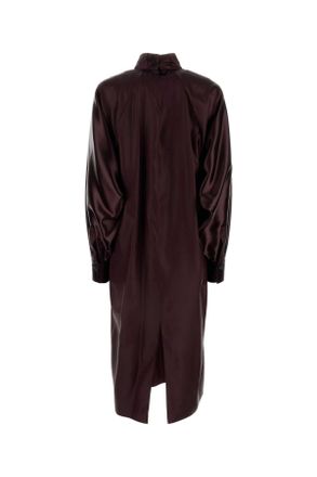 Ferragamo Womens Satin Shift Dress Burgundy Acetate Viscose