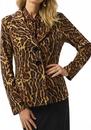 Joseph Ribkoff Animal Print Fitted Blazer Jacket In Black/brown