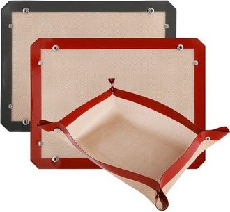 OEM Tapete De Silicona Para Hornear De 30 X 40 Cm (2 Unidades) Con Hebilla Y Clip En Las Esquinas, Libre De Bpa Y Antiadherente