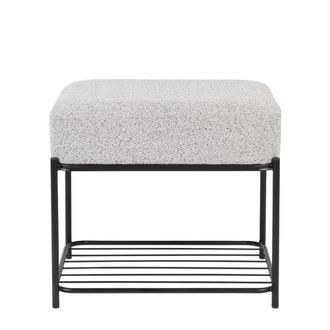 White Label Taburete rectangular de tela gris