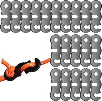 OEM 20 Tendicorda In Alluminio Nero Per Campeggio, Accessori Per Tende, Guide Per Corde Regolabili Per Attivit&agrave; Allaperto E Picnic