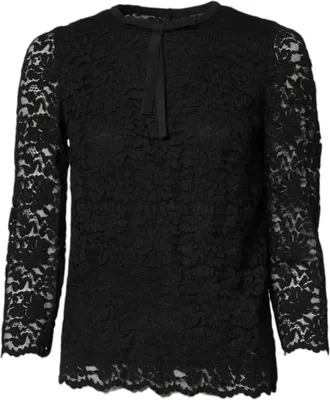 Dolce & Gabbana Black Lace STAFF Crew Neck Long Sleeves Womens Top (Pre-Owned)