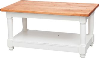 Biscottini International Mesita Cenicero De Estilo Country De Madera Maciza De Tilo Armaz&oacute;n Blanco Envejecido Plan Acabado Con Efecto Natural