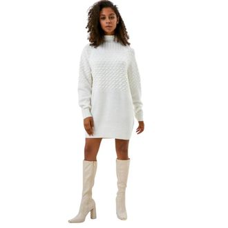Silvian Heach Gebreide Jurk - Dames - Kleedjes - Wit - M - Polyester - Kleedjes
