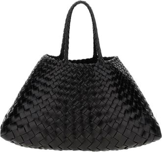 Dragon Diffusion Black Santa Croce Handwoven Leather Tote Bag