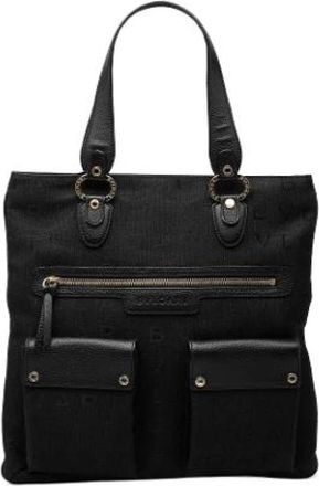 Bulgari Pre-owned Canvas Tote Bag - Dames - Vintage Schoudertas - Zwart - ONE Size - Leer - Vintage
