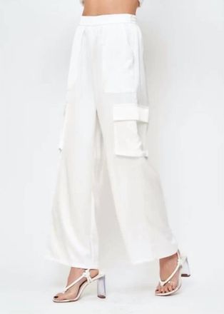 Ciebon Monica Satin Cargo Pant In White