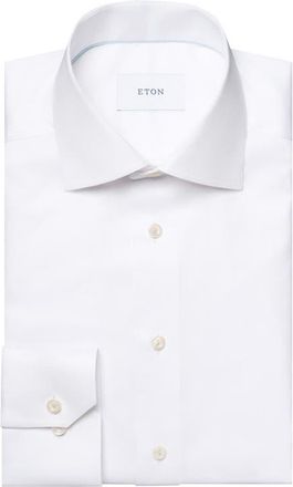 Eton Slim Fit Twill Dress Shirt in White at Nordstrom, Size 15