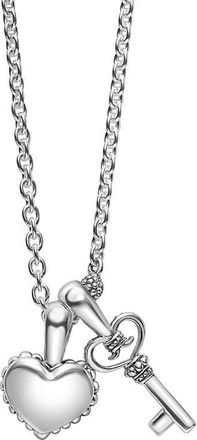 Lagos Kids Kinder Key & Heart Charm Necklace in Silver at Nordstrom, Size 17