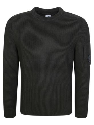 C.P. Company Full Ribbed Cotton Patch Detail Crewneck Sweater