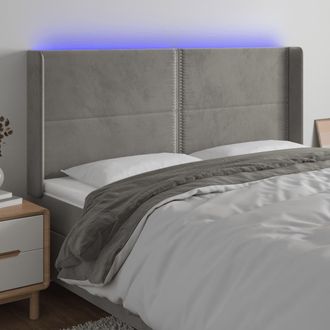 vidaXL Cabecero Con Led De Terciopelo Gris Claro 203x16x118/128 Cm Vidaxl