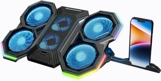 OEM Soporte De Refrigeraci&oacute;n, 6 Ventiladores Silenciosos, Iluminaci&oacute;n Led, 2 Puertos Usb, Altura/&aacute;ngulo Ajustables, Compatible Con Pc De 12 A 17 Pulgadas