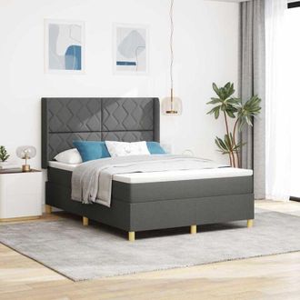 vidaXL Cama Tipo Box Spring Con Colch&oacute;n Gris 160 X 200 Cm Tela Vidaxl