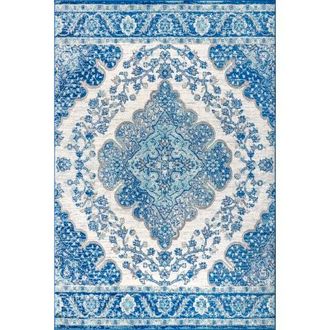 Jonathan Y Designs Bohemian FLAIR Boho Vintage Medallion Area Rug in Cream/blue at Nordstrom, Size 4Ft 0In X 6Ft 0In