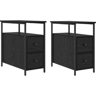 vidaXL Vidaxl - Bedside Cabinet 2 pcs Black oak 30 x 60 x 60 cm Engineered wood
