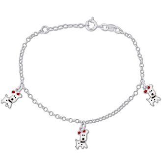 Amour White Dog Charm Bracelet in Sterling Silver