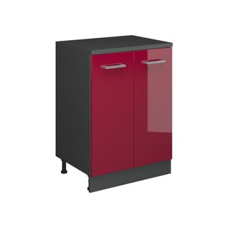 Vicco Armario De Cocina Para Techo Inclinado R-line, Rojo De Alto Brillo, 60 Cm Sin Inclinaci&oacute;n Con 2 Puertas, Vicco