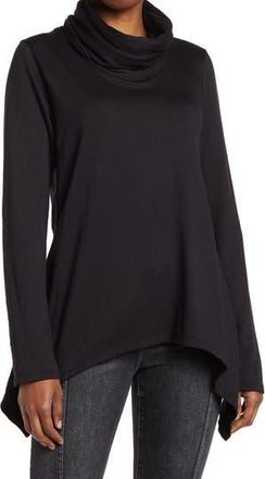 Go Couture Swing Hem Cowl Neck Sweater in Black Print 1 at Nordstrom Rack, Size X-Large