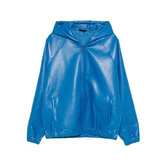 Daily Paper Clothing Hoodies, male, Blue, Size: M Wet Weather Pu Scuba Cropped Jacket