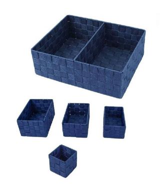 Trade Shop Trade Shop - 11 Cajas Modulares De Tela Ba&ntilde;o Organizador Armarios Cajones Estantes 79082 Azul