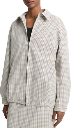 Vince Gardeners Check Oversized Zip Bomber Jacket